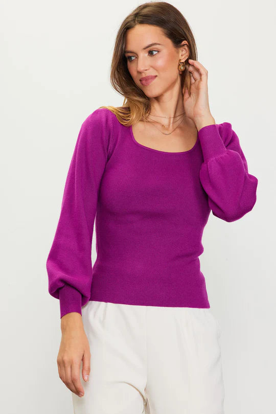 Women's Long Sleeve Square Neck Sweater