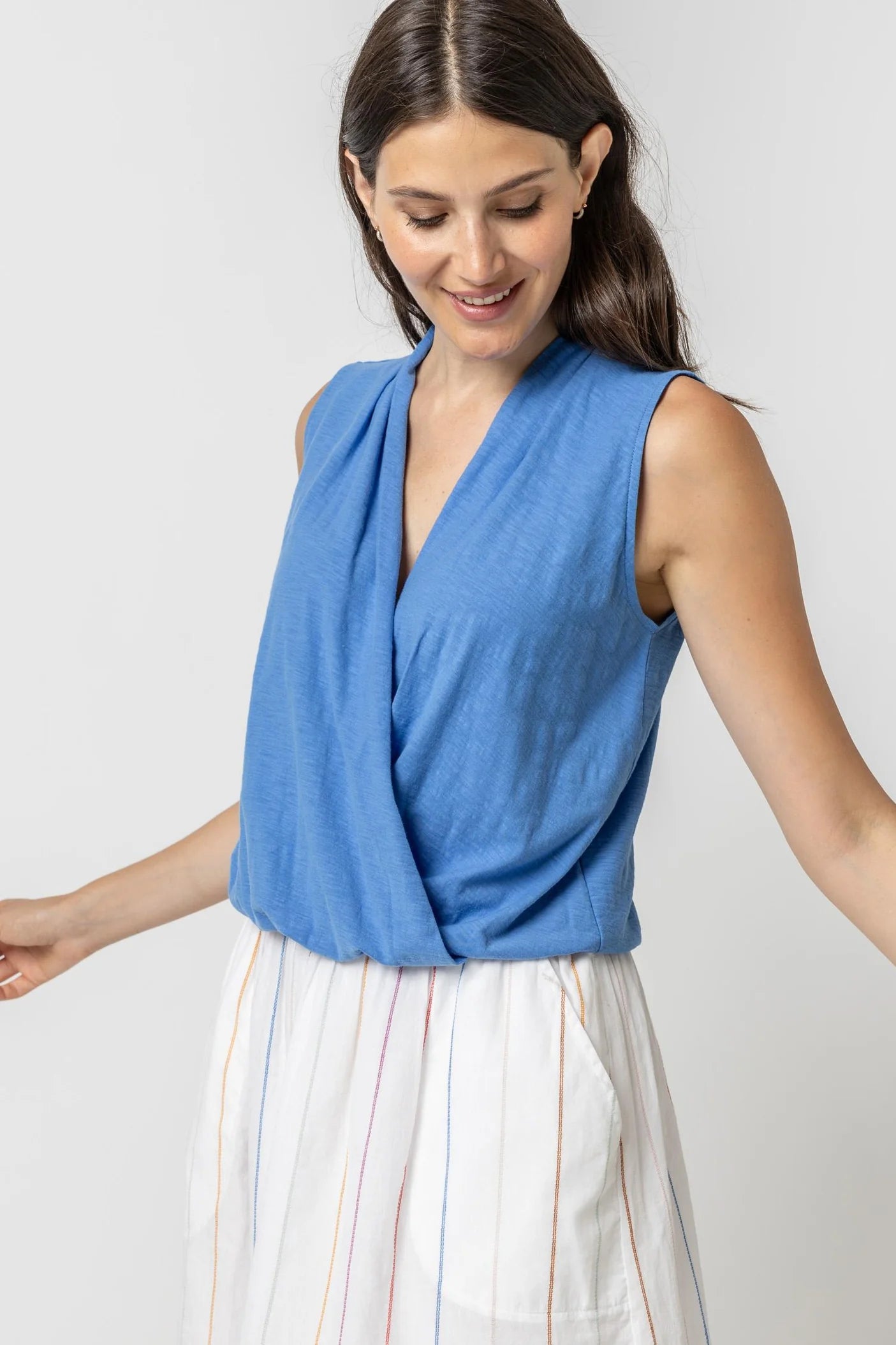 wrap sleeveless tops