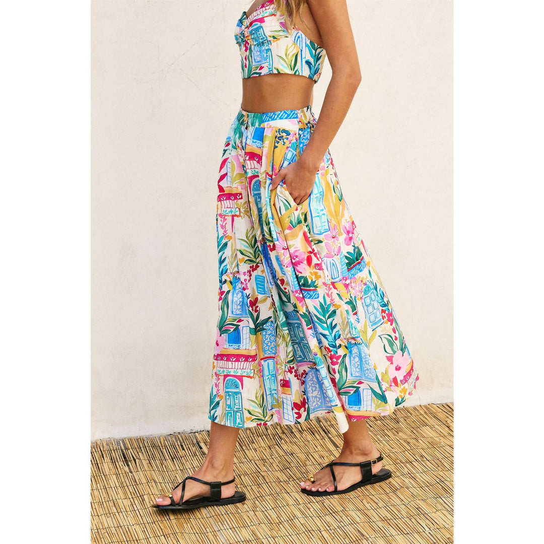 Long Summer Front Button Midi Skirt: SWEET DREAMS / S-M-L(2-2-2)