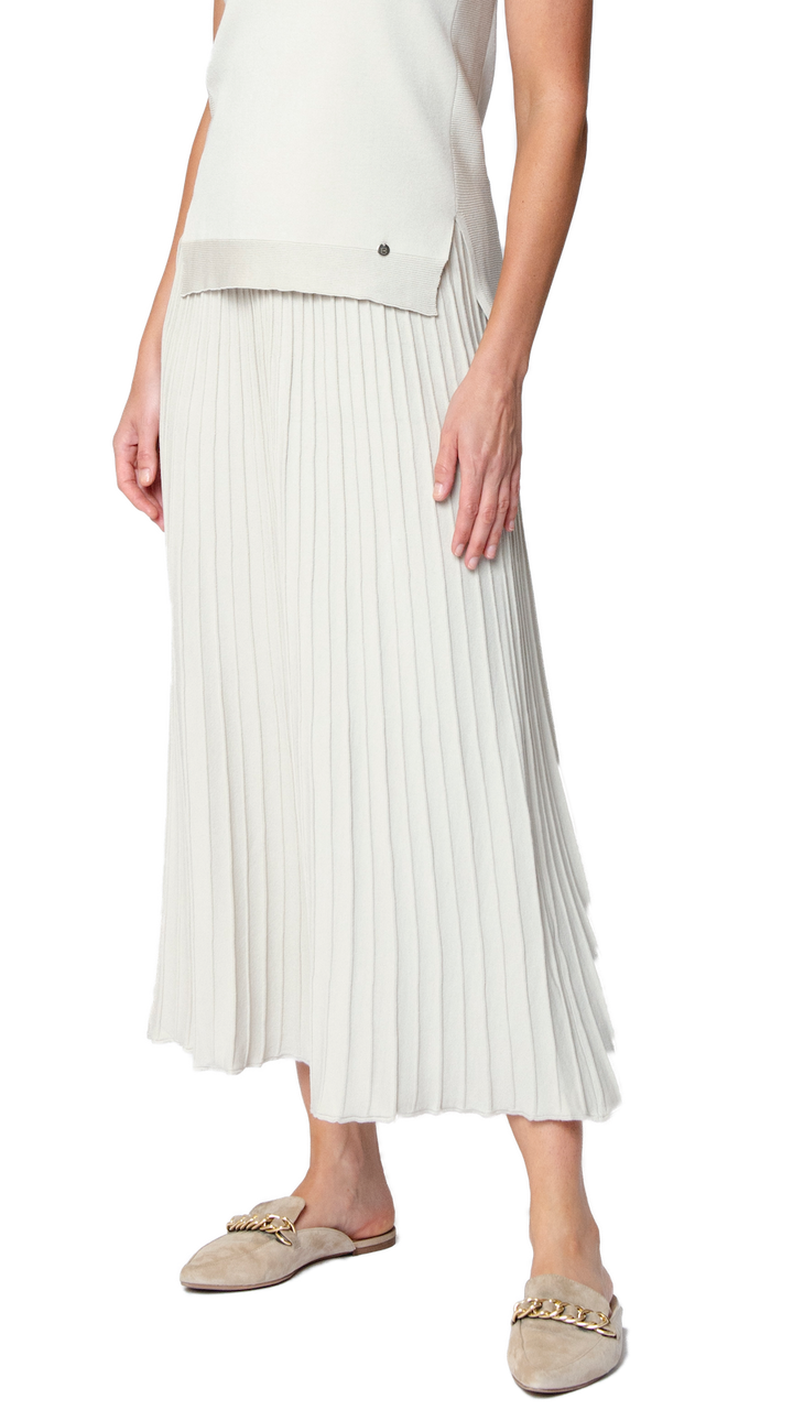 Geraldina Pleated-Knit Maxi Skirt; Beige