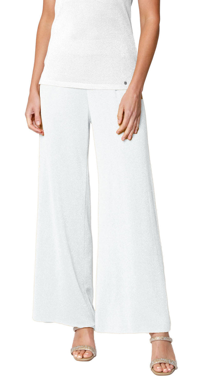 Paola Wide Leg Shimmery Pant; Silver White