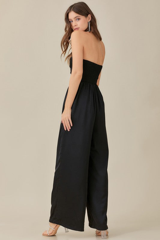 Overlapping Top Detailed Jumpsuit