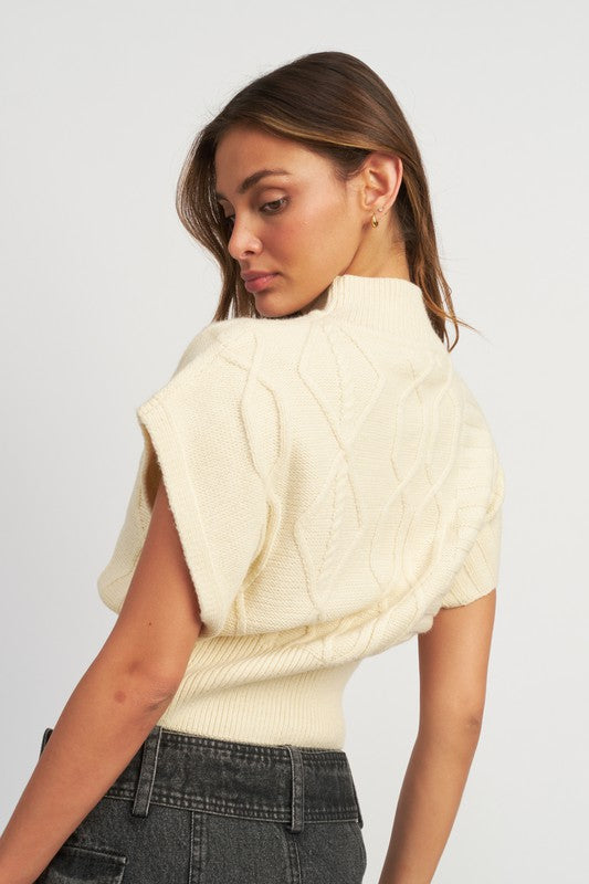 TURTLE NECK RIBBED VEST