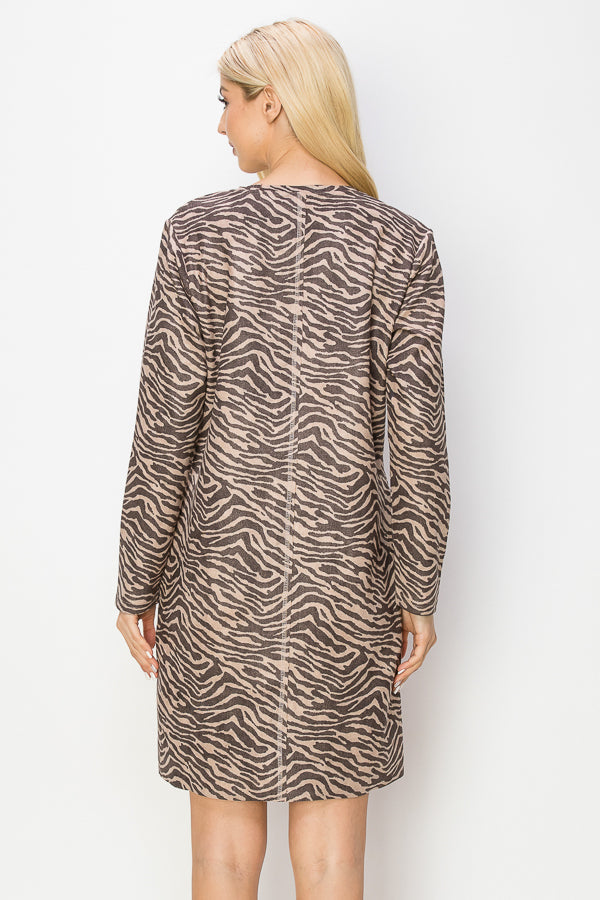 Aurora Suede Round Neck Dress - Zebra (with pockets or without)