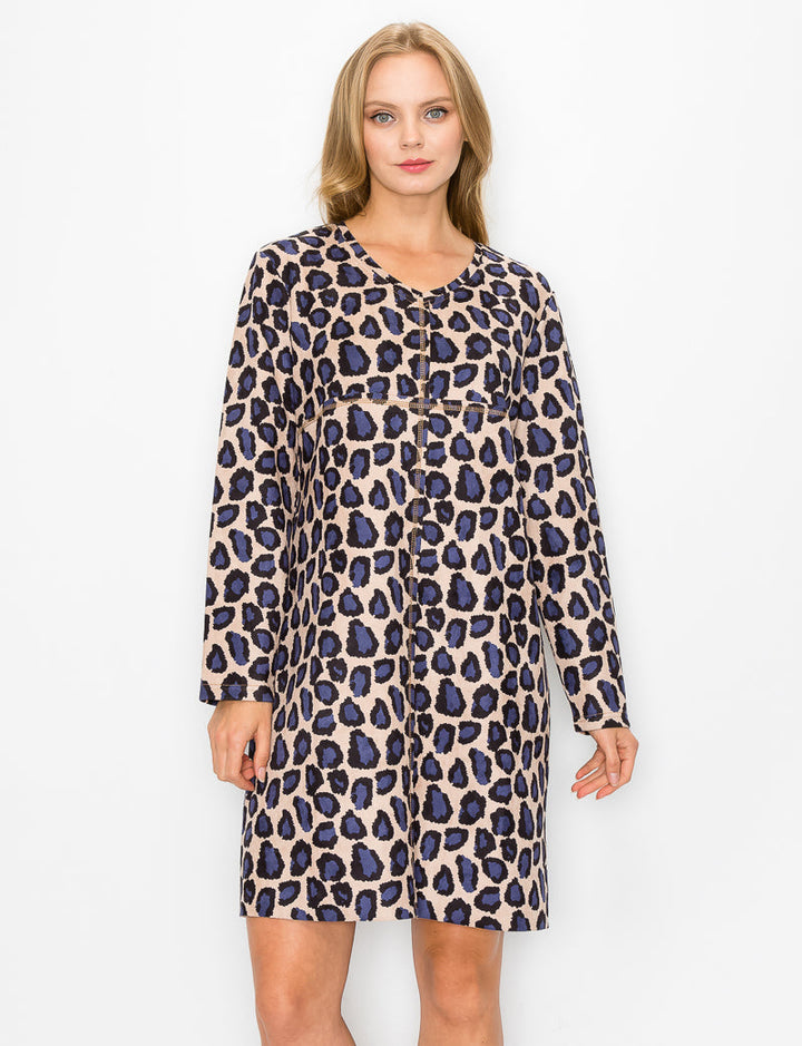 Aurora Suede V Neck Dress - Cheetah (with pockets or without)