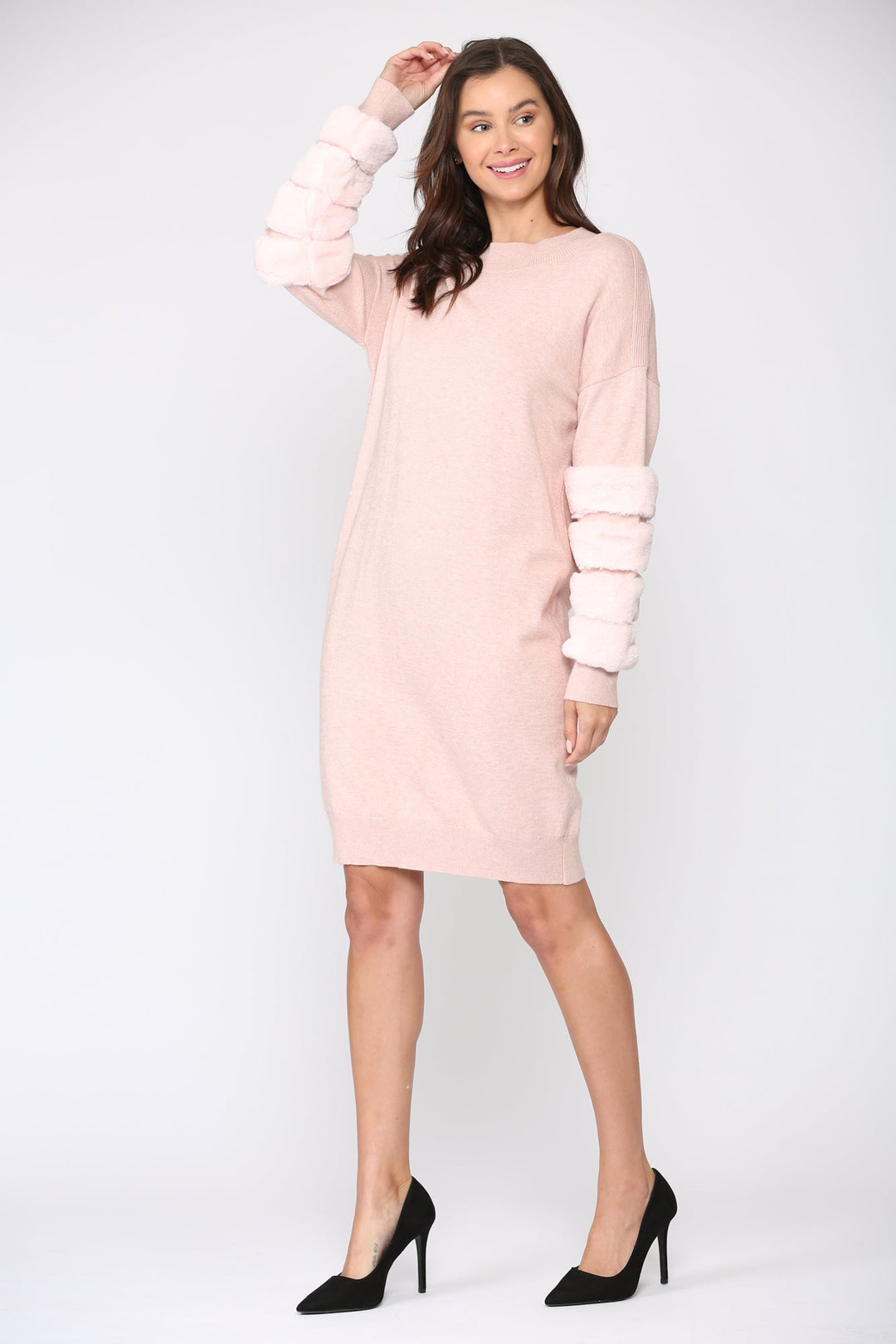 Sonia Sweater Dress with Faux Fur