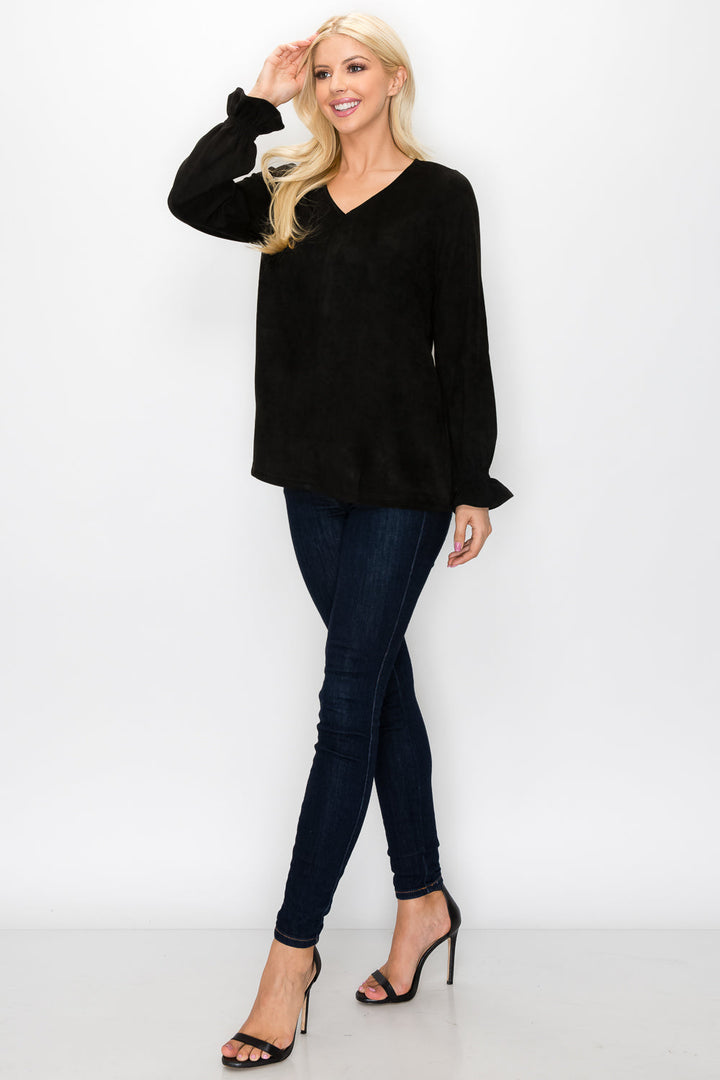 Abigail Stretch Suede Top