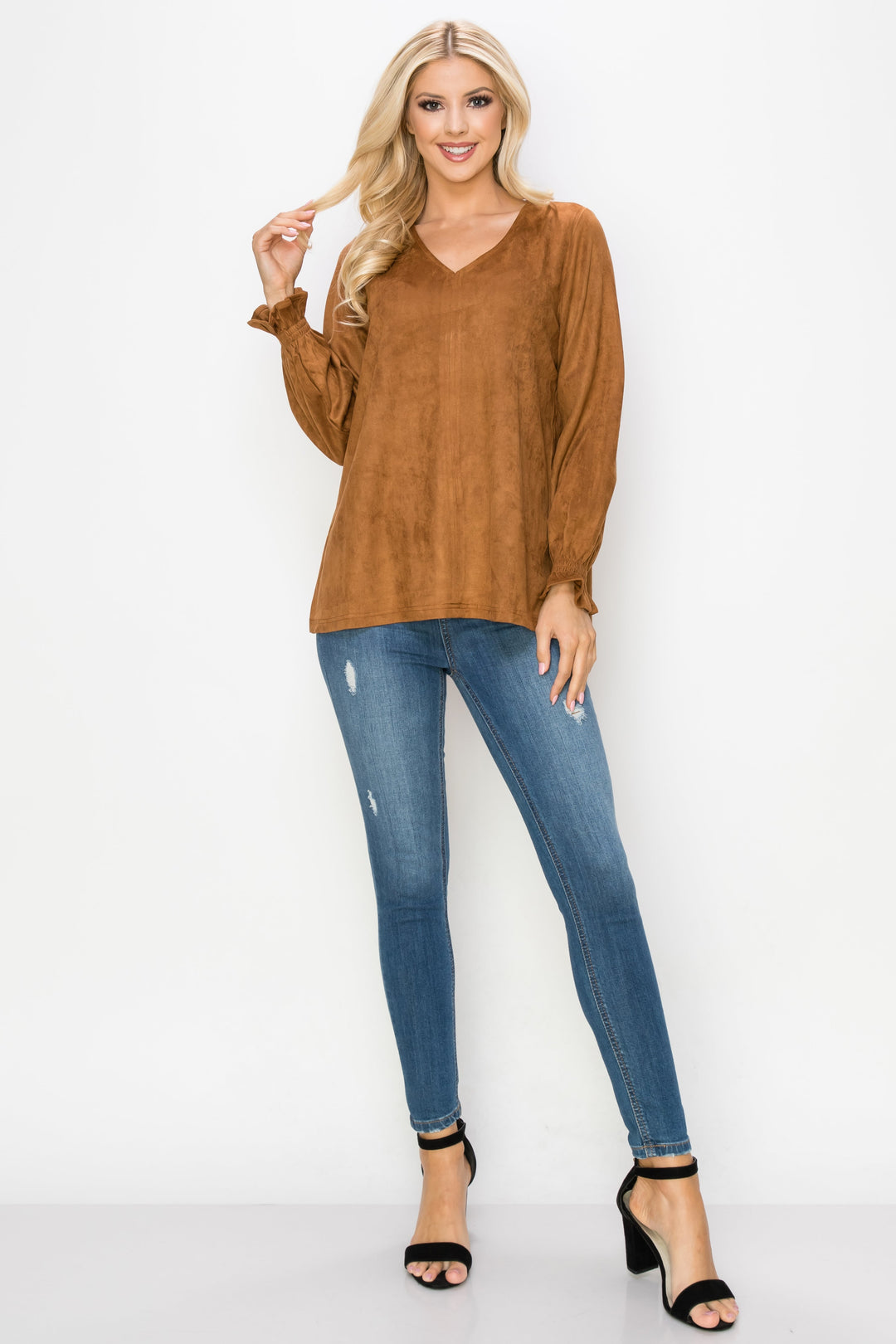 Abigail Stretch Suede Top