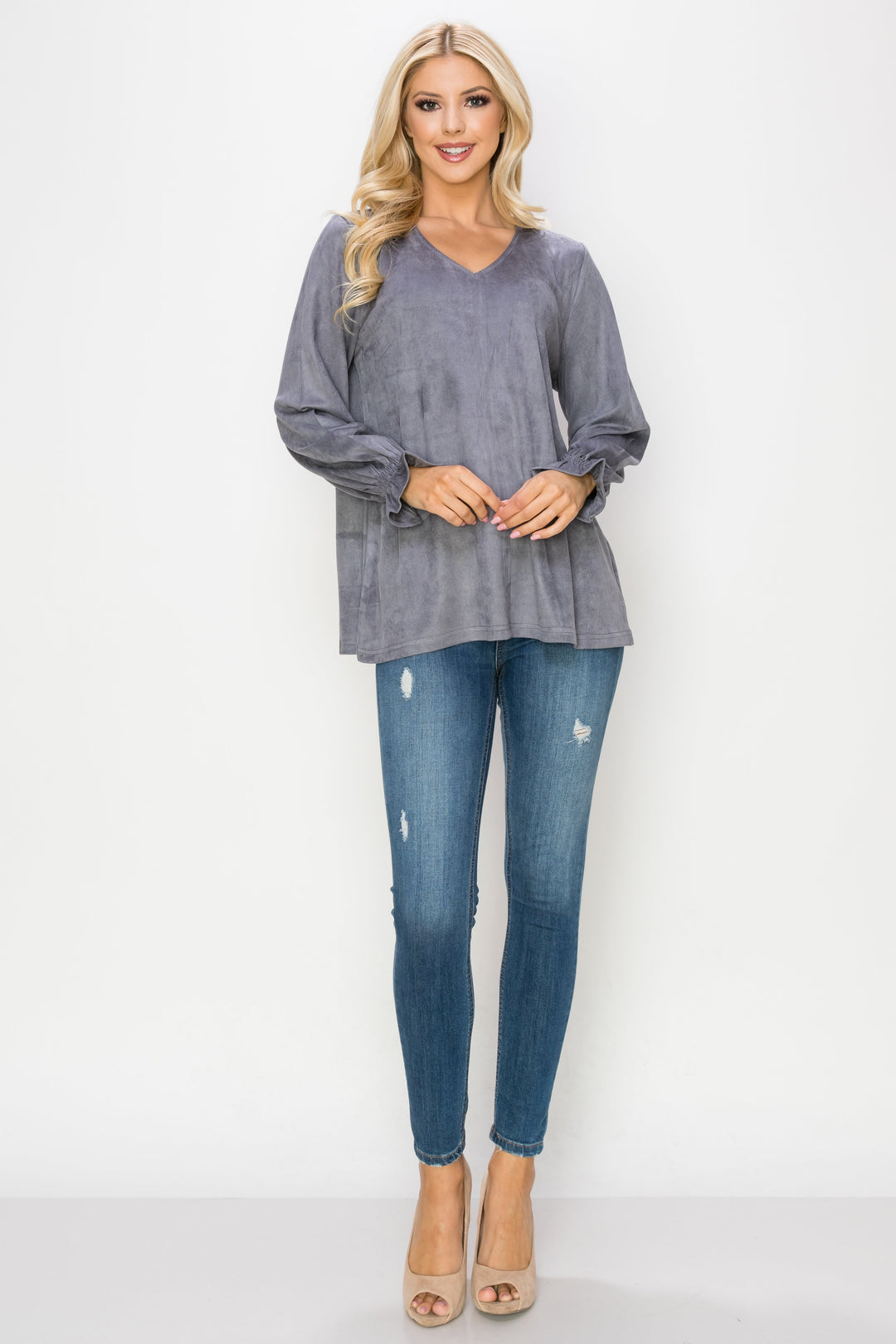 Abigail Stretch Suede Top