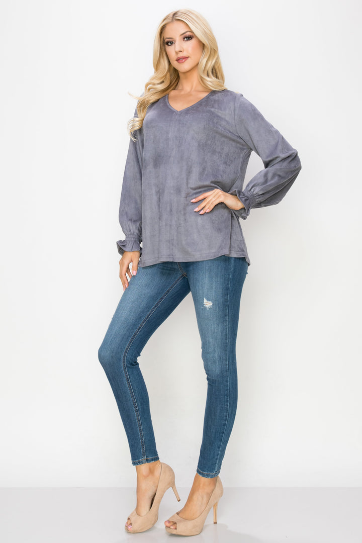 Abigail Stretch Suede Top