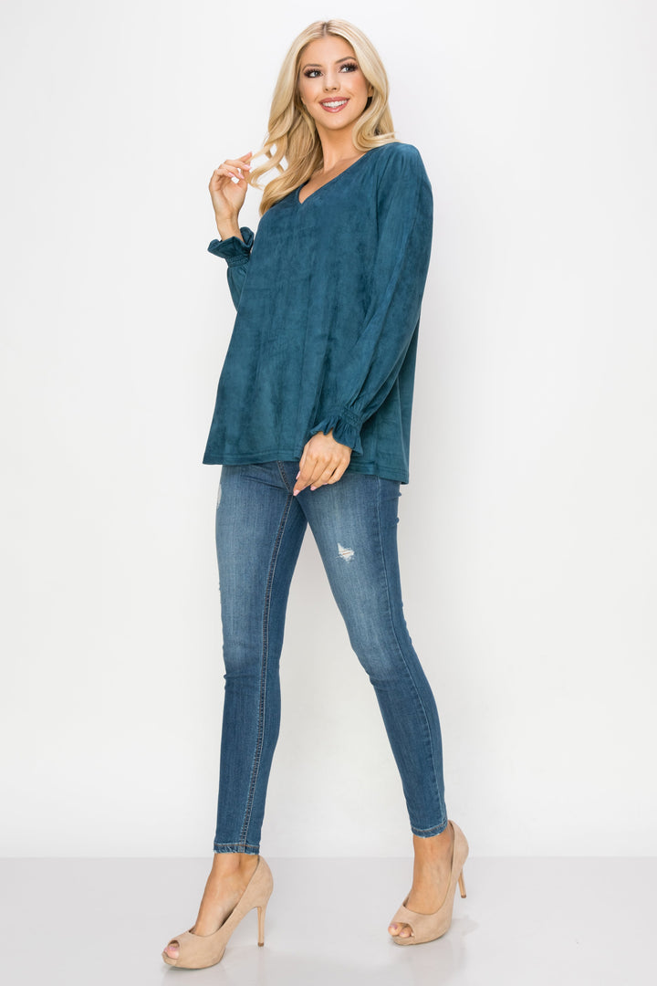 Abigail Stretch Suede Top