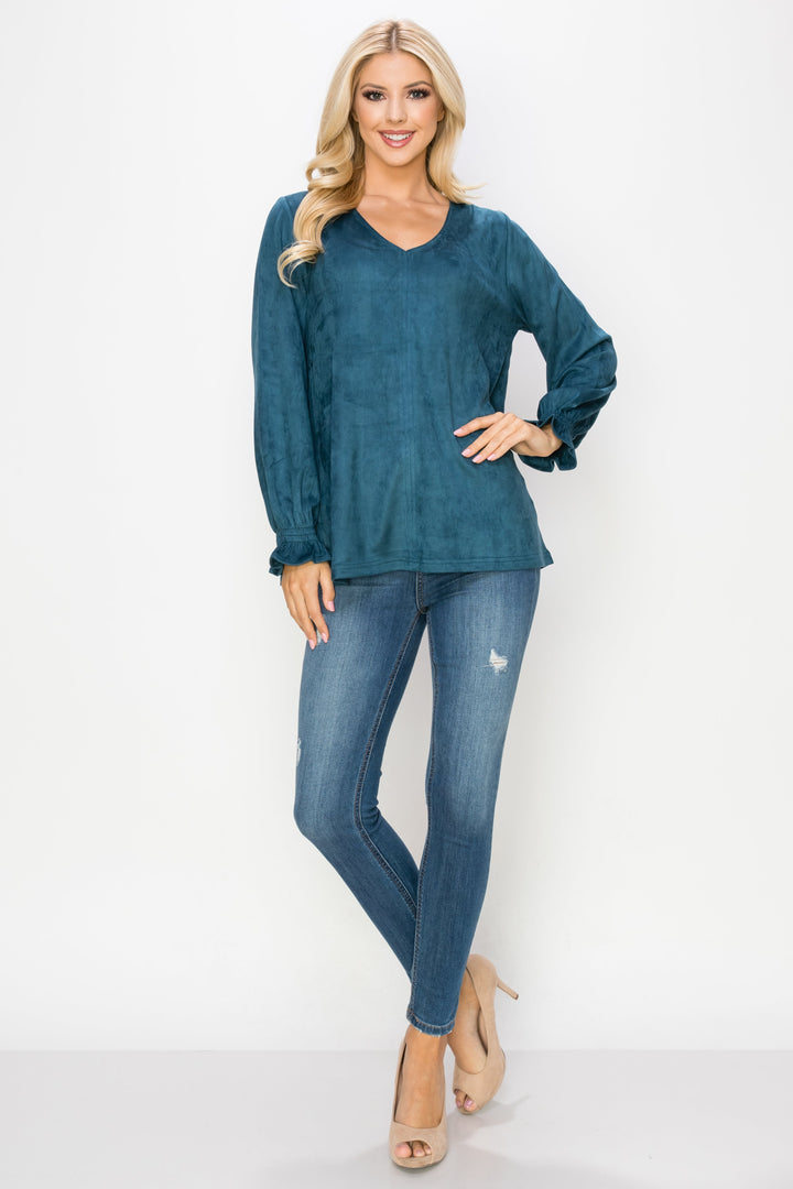 Abigail Stretch Suede Top