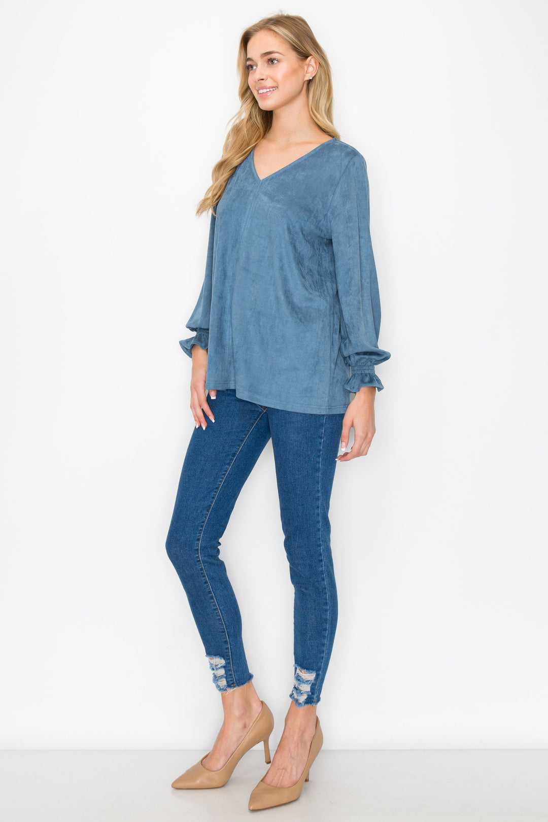 Abigail Stretch Suede Top