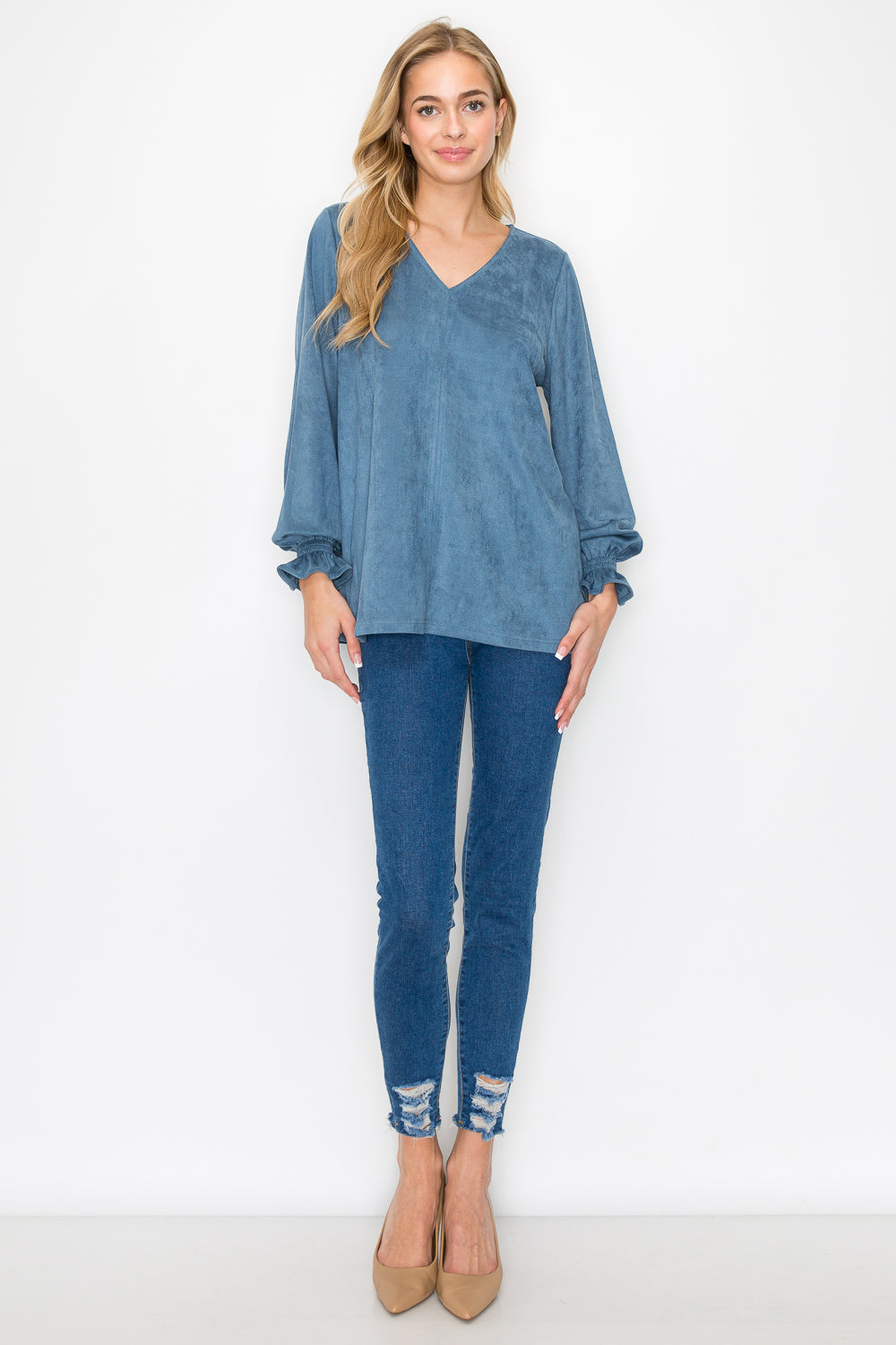 Abigail Stretch Suede Top