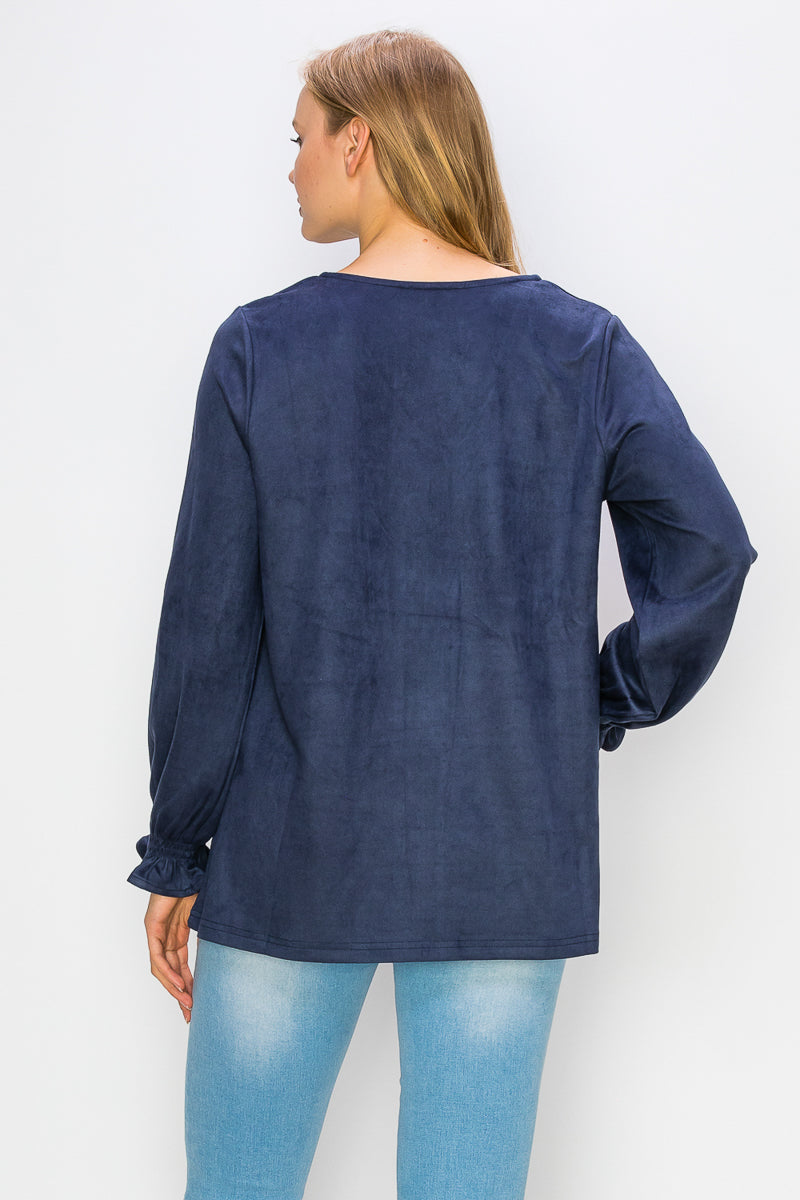 Abigail Stretch Suede Top