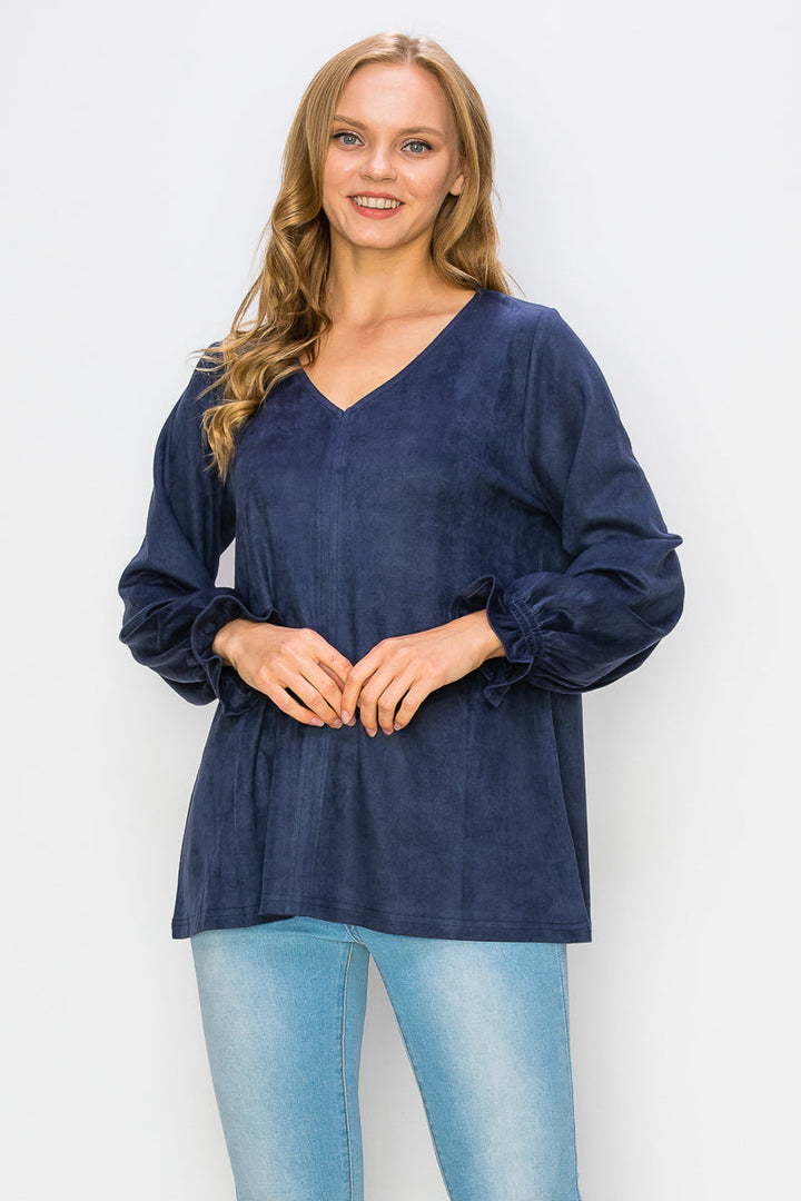 Abigail Stretch Suede Top