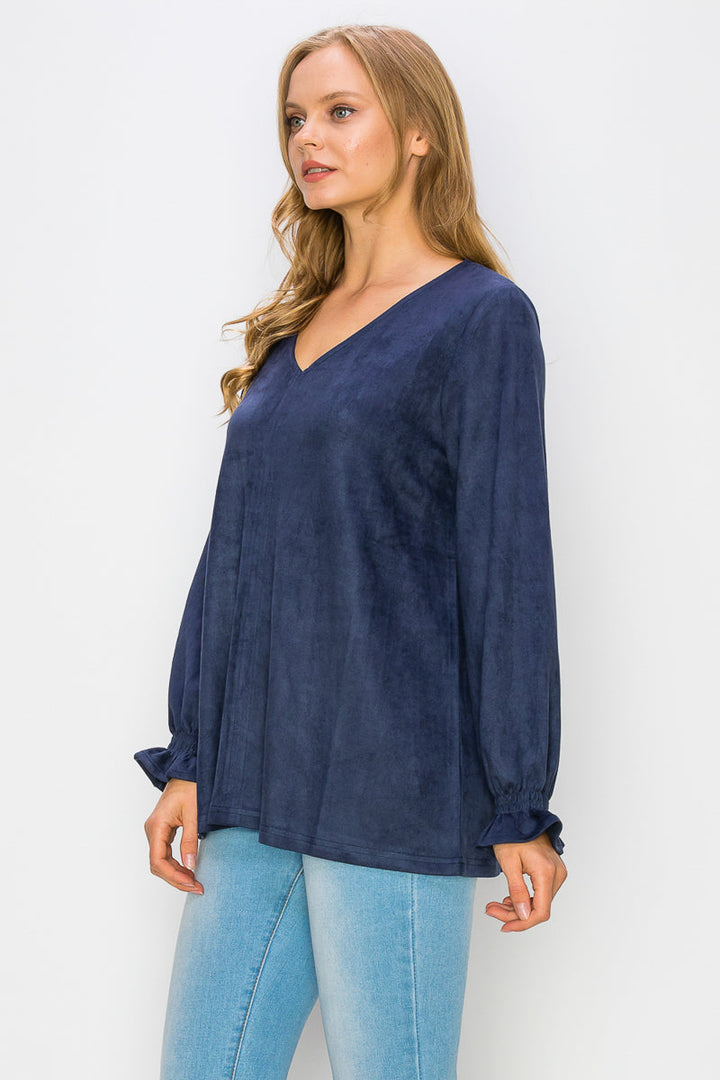 Abigail Stretch Suede Top