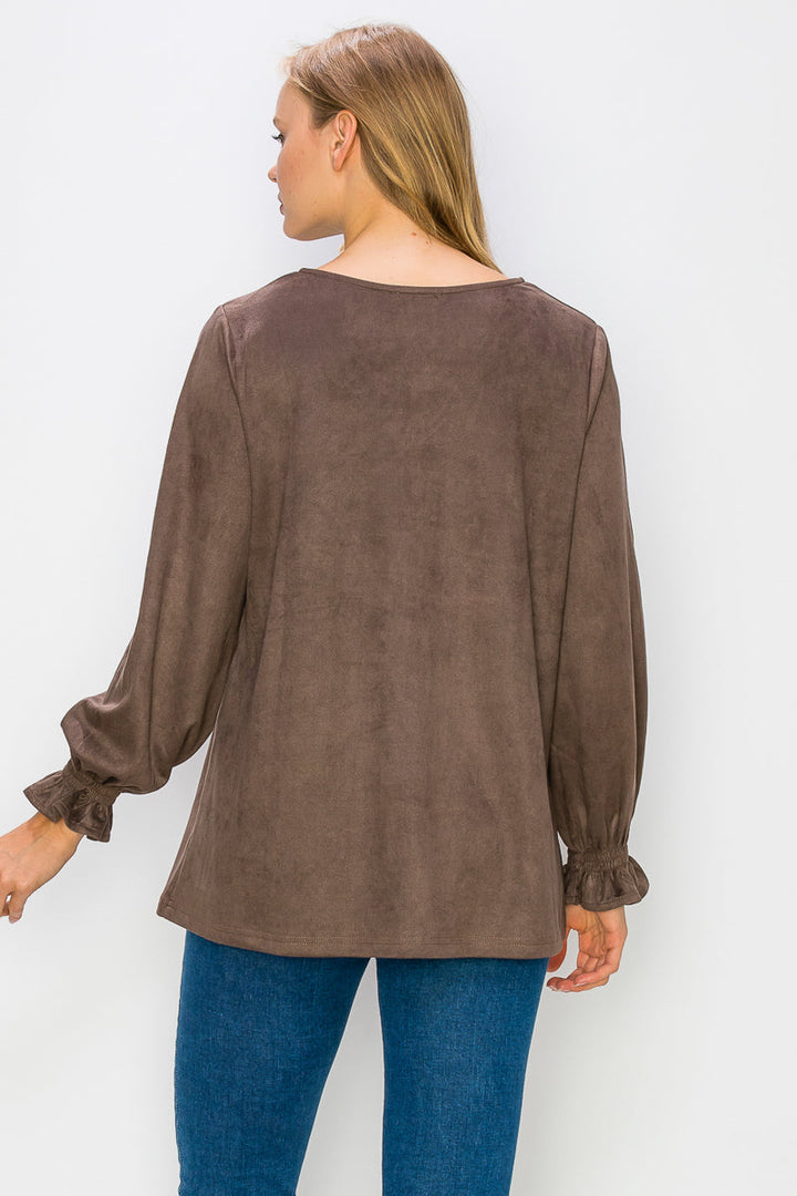 Abigail Stretch Suede Top