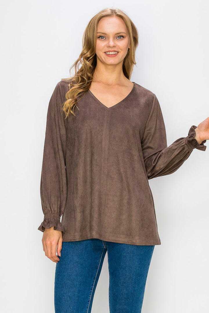 Abigail Stretch Suede Top