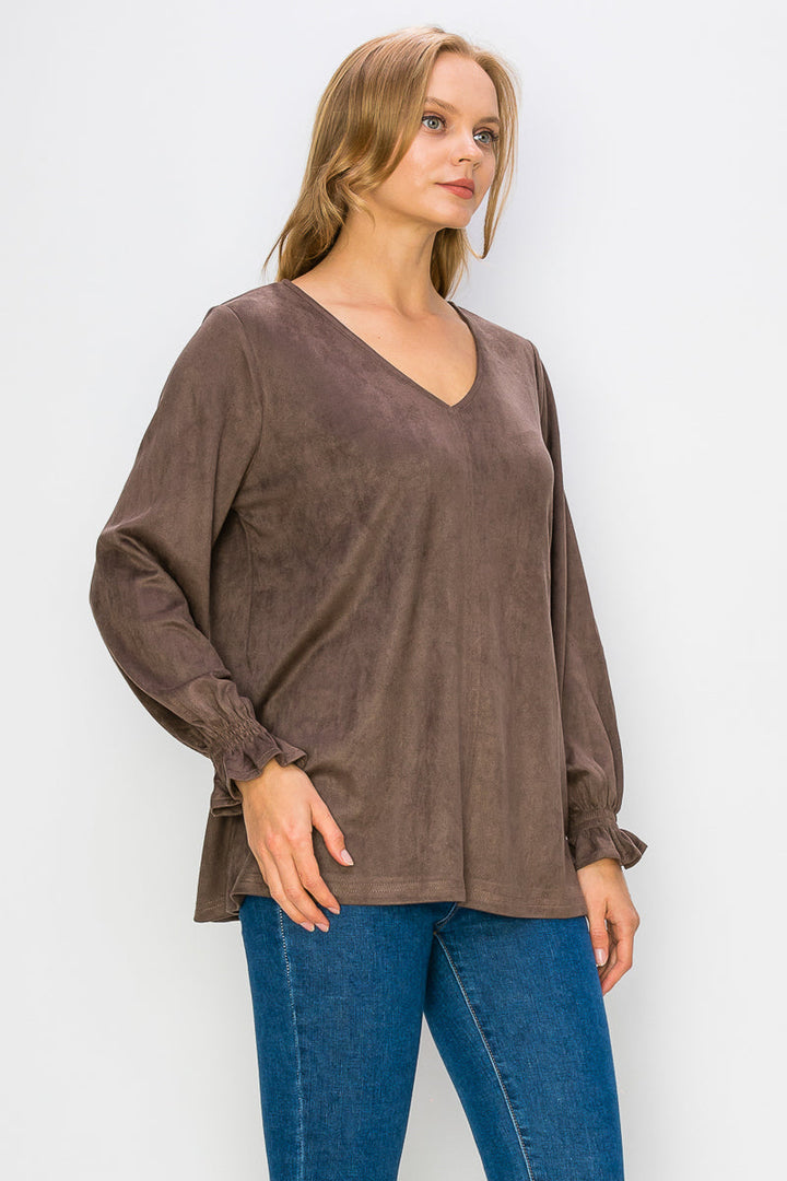 Abigail Stretch Suede Top