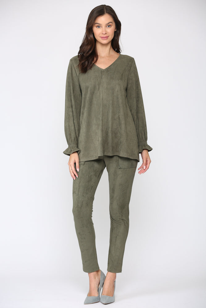 Abigail Stretch Suede Top