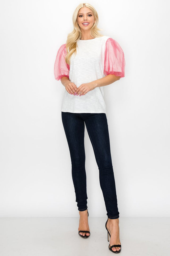 Randi Cotton Top with Chiffon