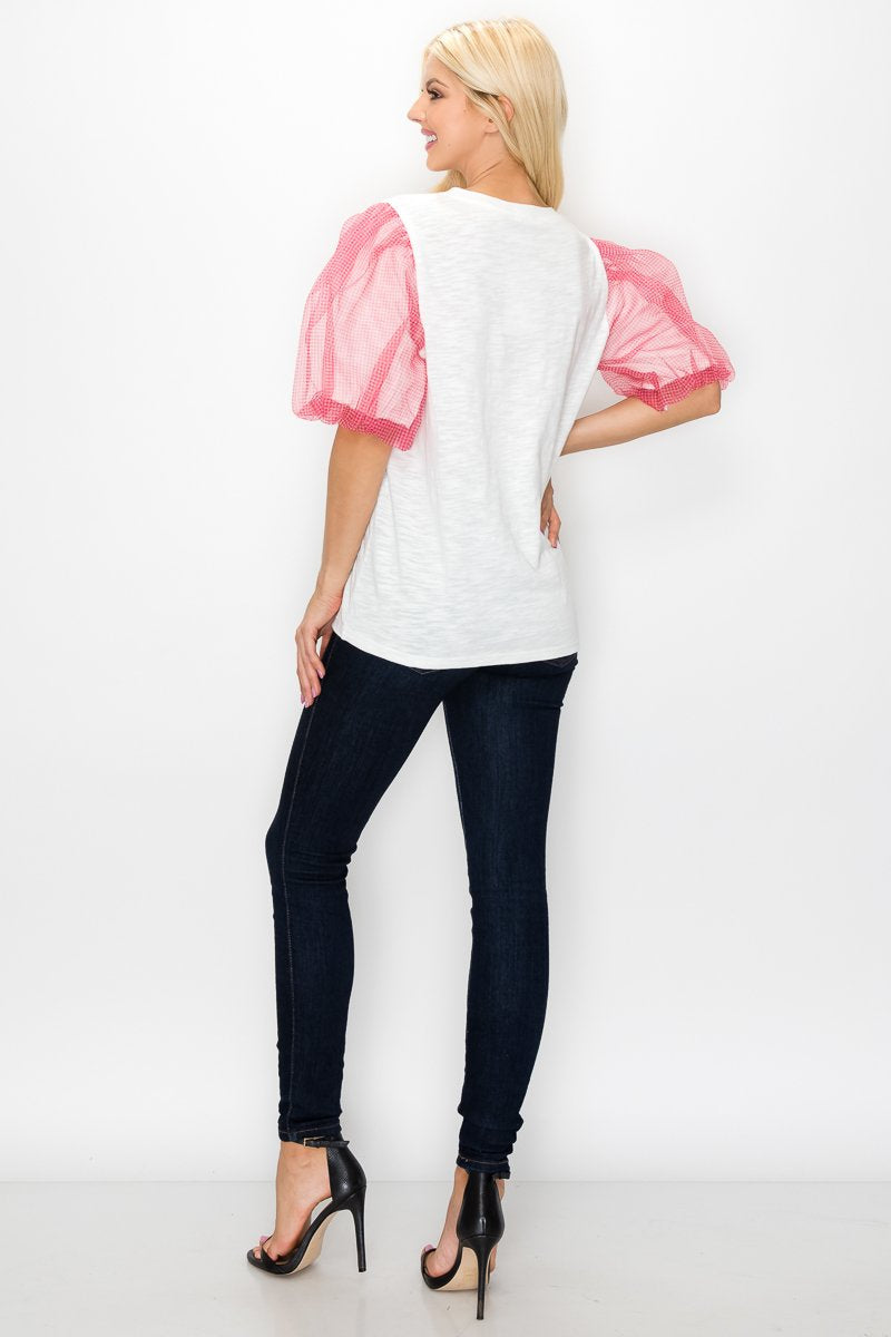 Randi Cotton Top with Chiffon