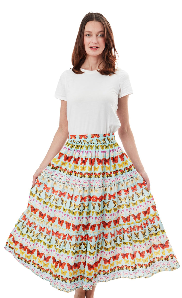 Woodstock Skirt White Butterflies