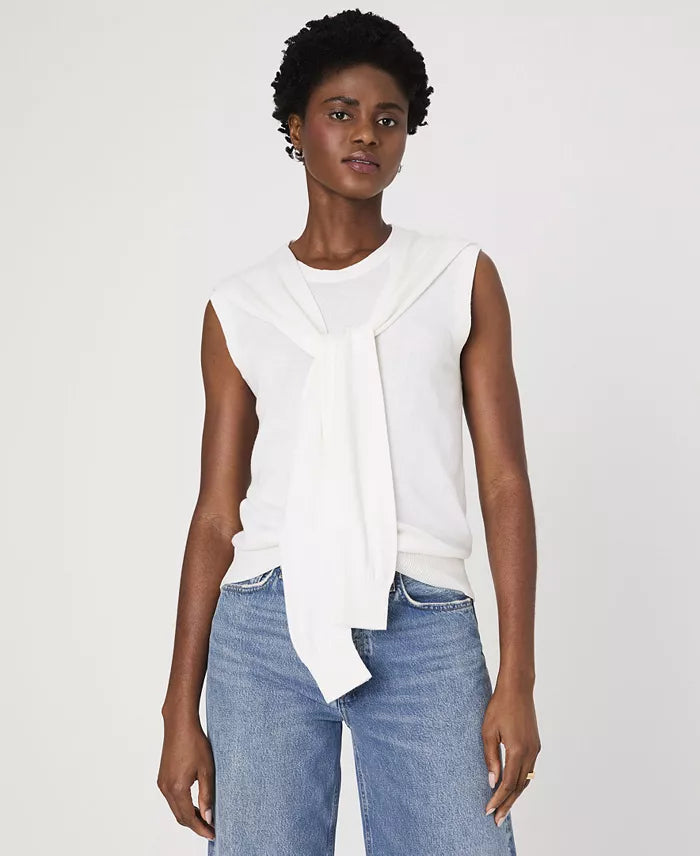 Tie-Shoulder Sleeveless Sweater