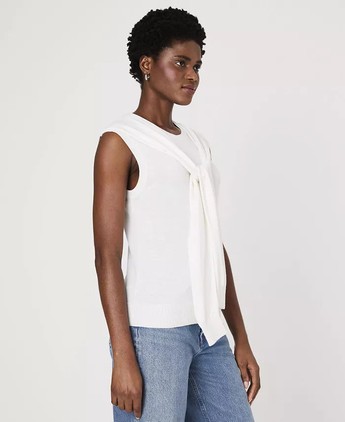 Tie-Shoulder Sleeveless Sweater