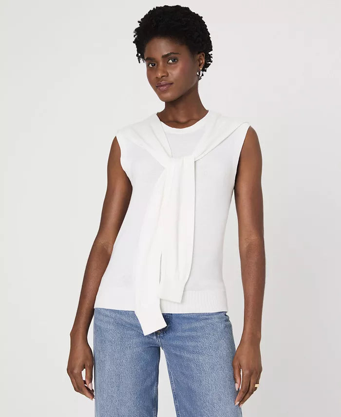 Tie-Shoulder Sleeveless Sweater