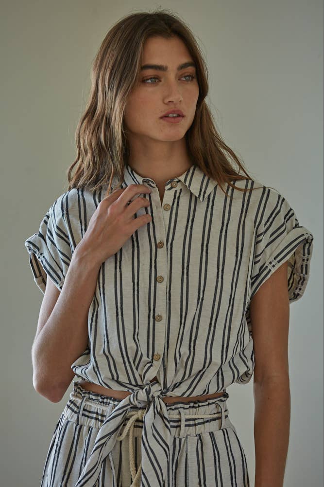 FREMONT STRIPED TIE TOP