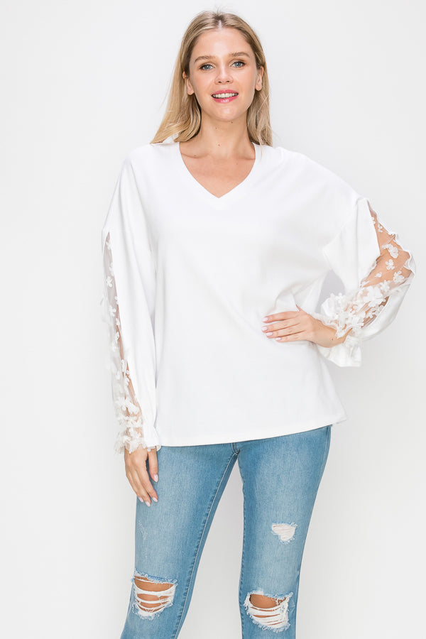 Rainy Pointe Knit Lace Top