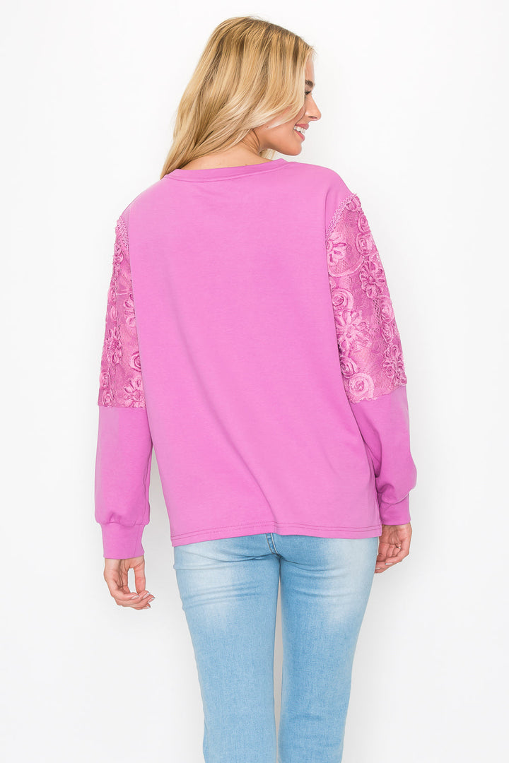 Rylee Pointe Knit Top with Lace