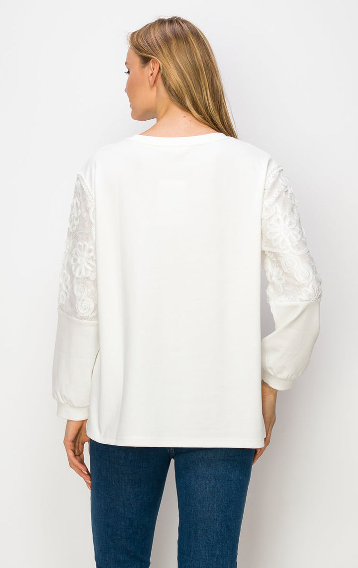 Rylee Pointe Knit Top with Lace