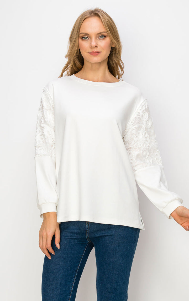 Rylee Pointe Knit Top with Lace