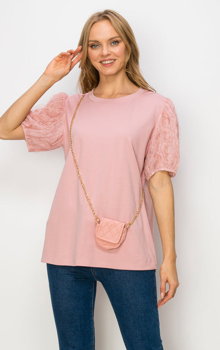 Reveka Pointe Knit Top with Detachable Crossbody Bag