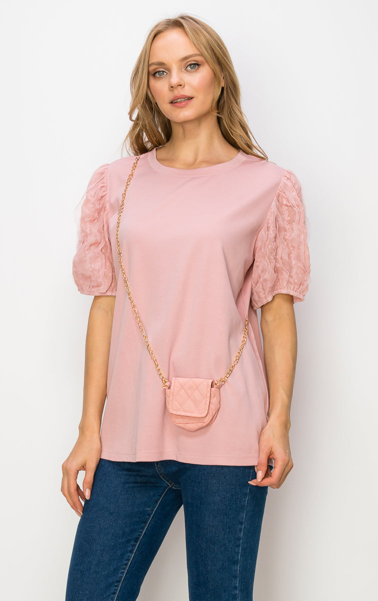 Reveka Pointe Knit Top with Detachable Crossbody Bag