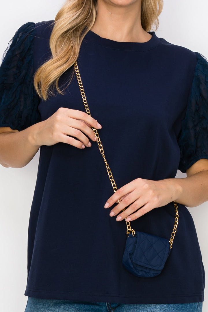 Reveka Pointe Knit Top with Detachable Crossbody Bag