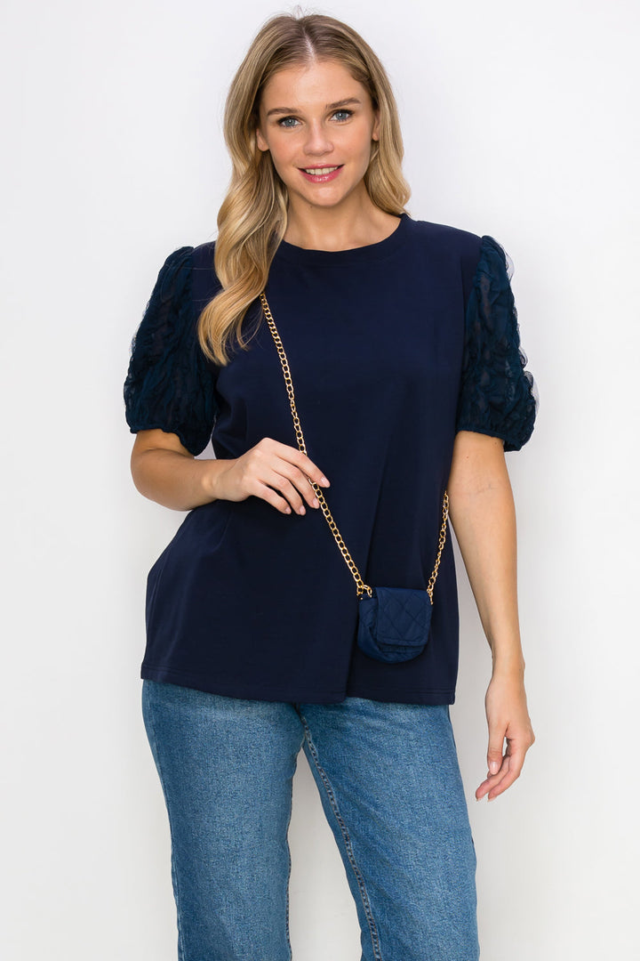 Reveka Pointe Knit Top with Detachable Crossbody Bag