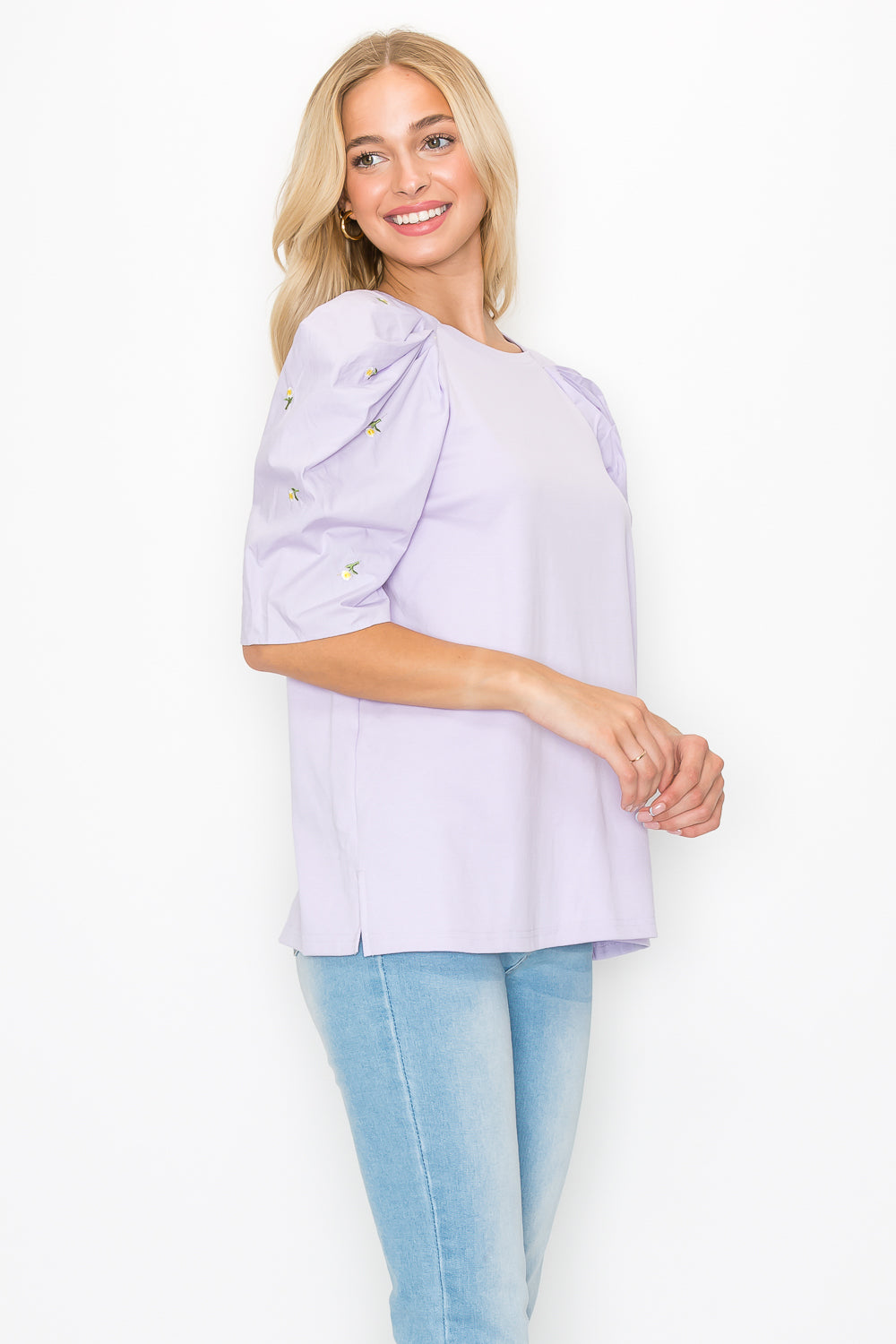 Runa Pointe Knit Top with Embroidered Summer Flowers