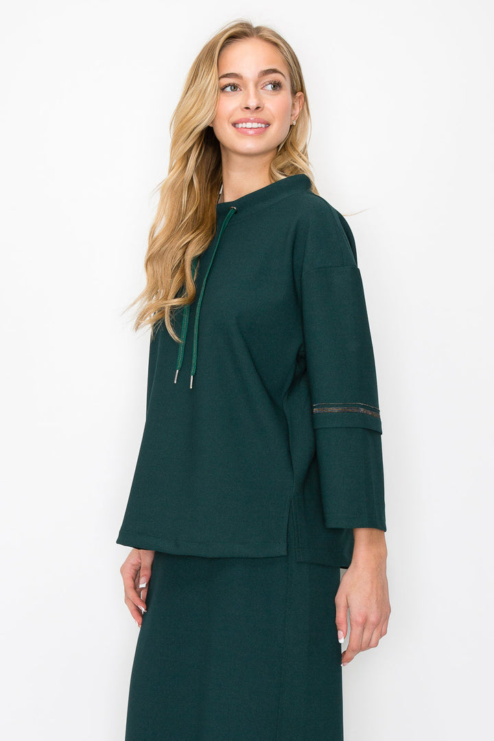 Kayla Crepe Knit Top with Beading Trim