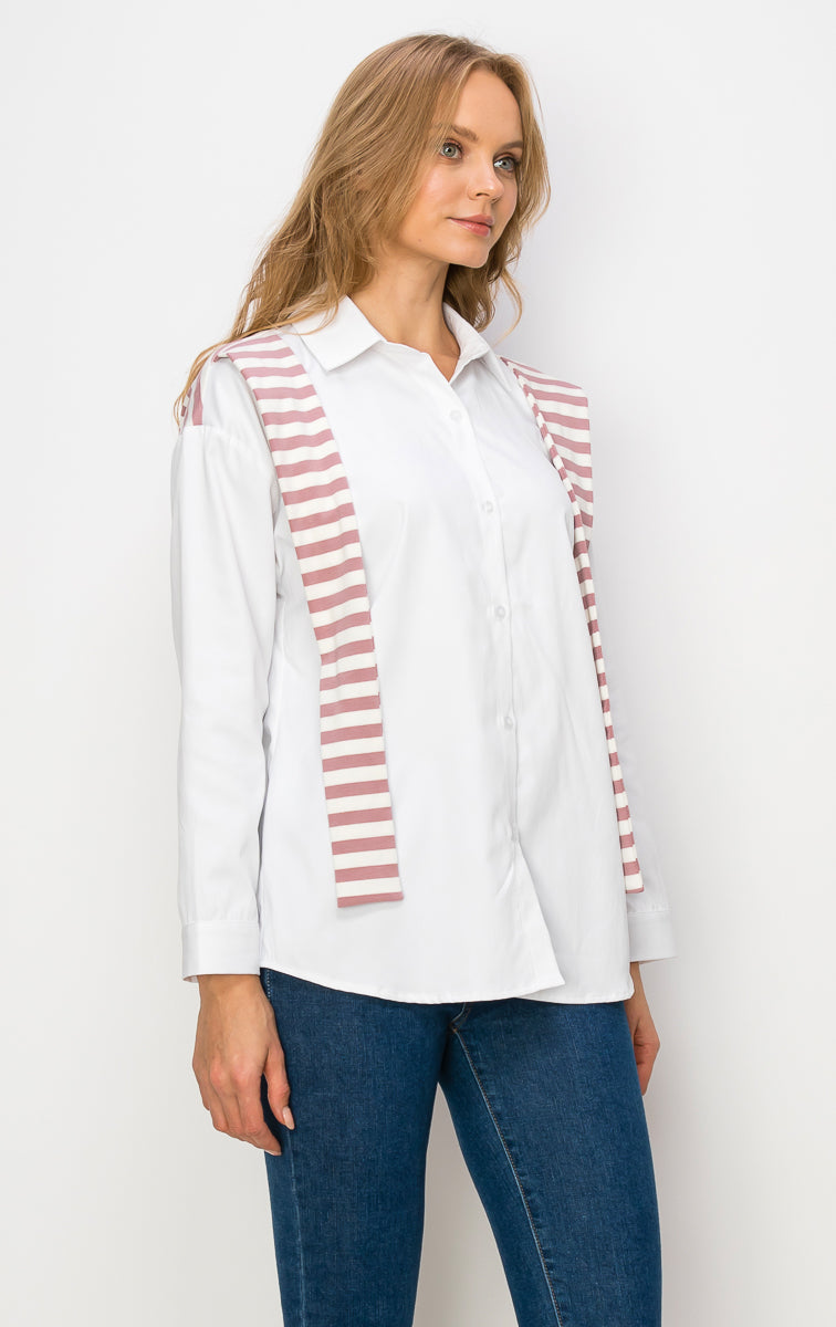 Willette Top with Stripe Front Ties