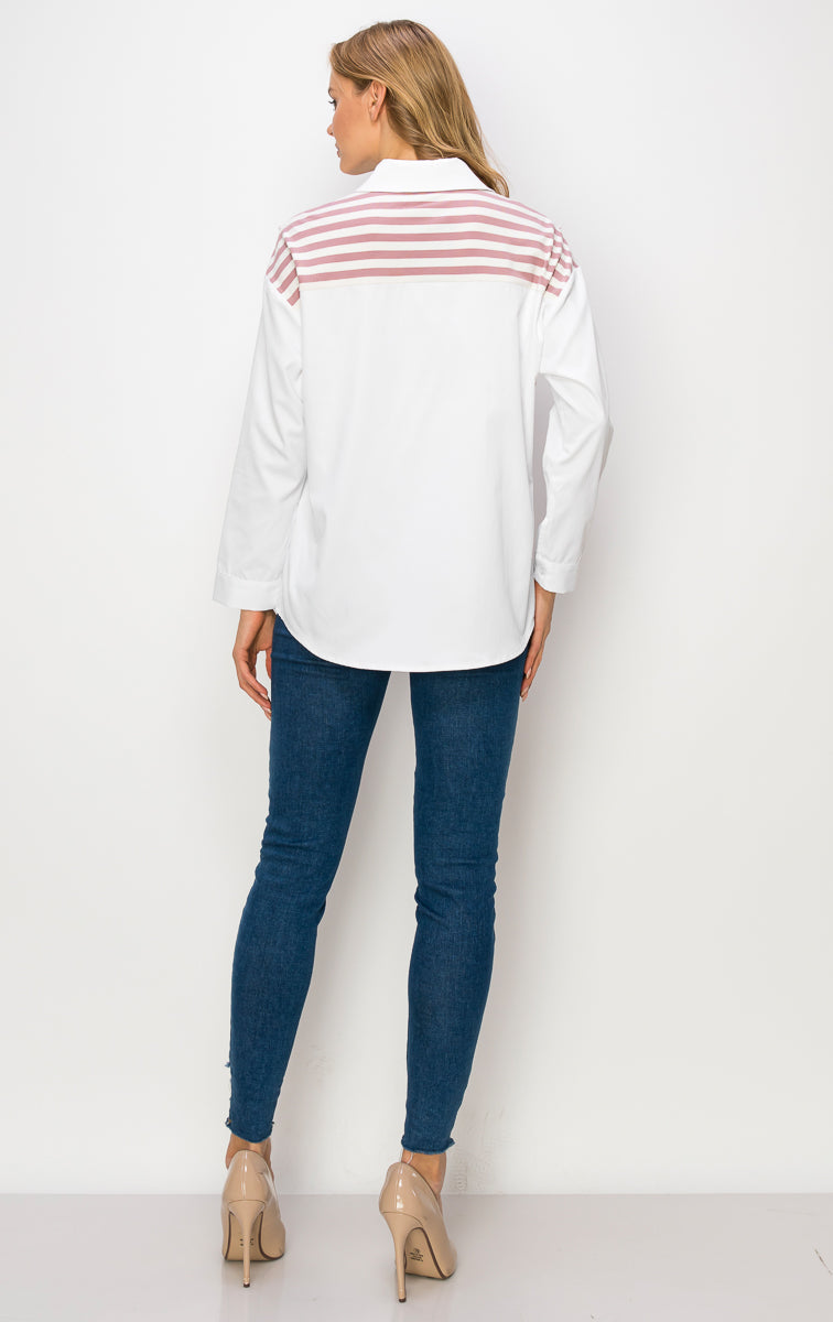 Willette Top with Stripe Front Ties