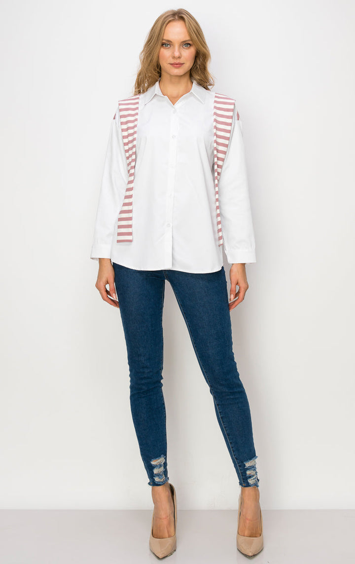 Willette Top with Stripe Front Ties