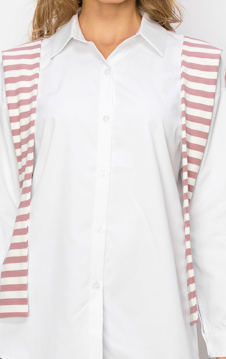 Willette Top with Stripe Front Ties