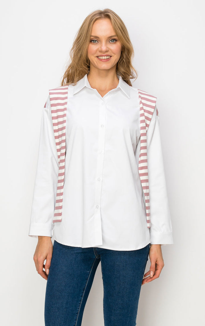 Willette Top with Stripe Front Ties