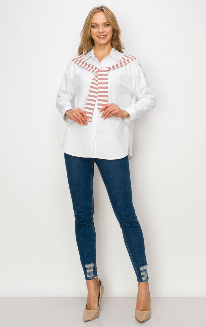 Willette Top with Stripe Front Ties