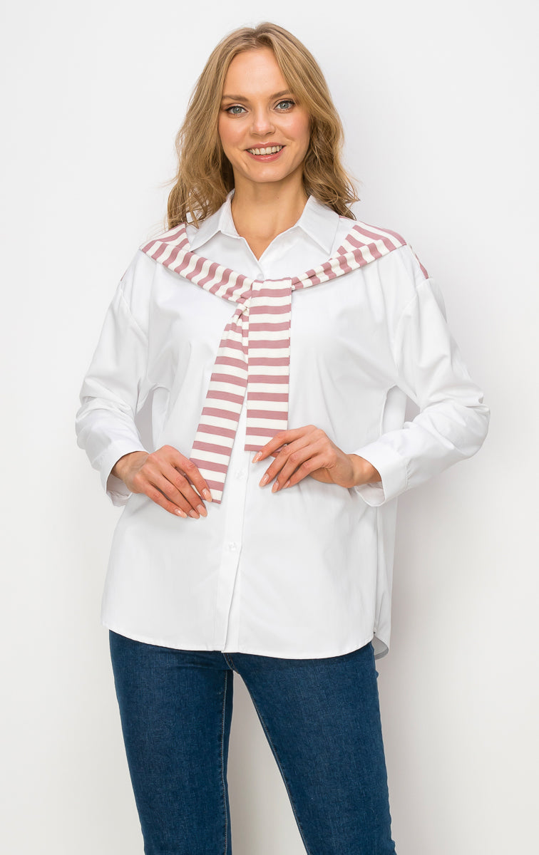 Willette Top with Stripe Front Ties