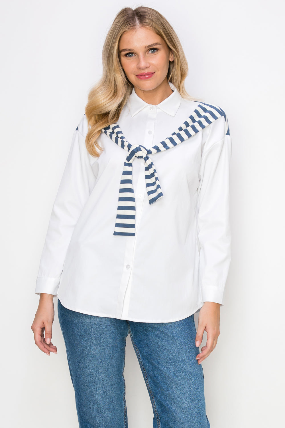 Willette Top with Stripe Front Ties